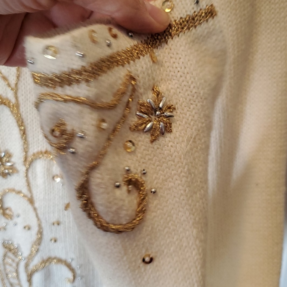Authentic Vintage Embellished Ivory Cardigan - Picture 5 of 9